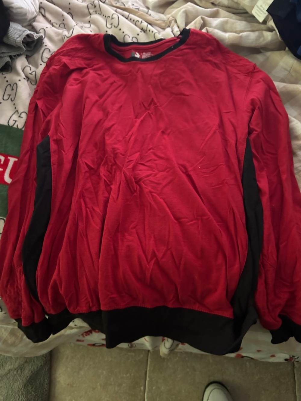 Red and Black Long Sleeve Crewneck Sweatshirt